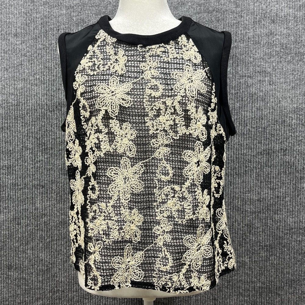 Search for Sanity Blouse Womens M Sleeveless Crochet Sheer Shell Whimsigoth Boho